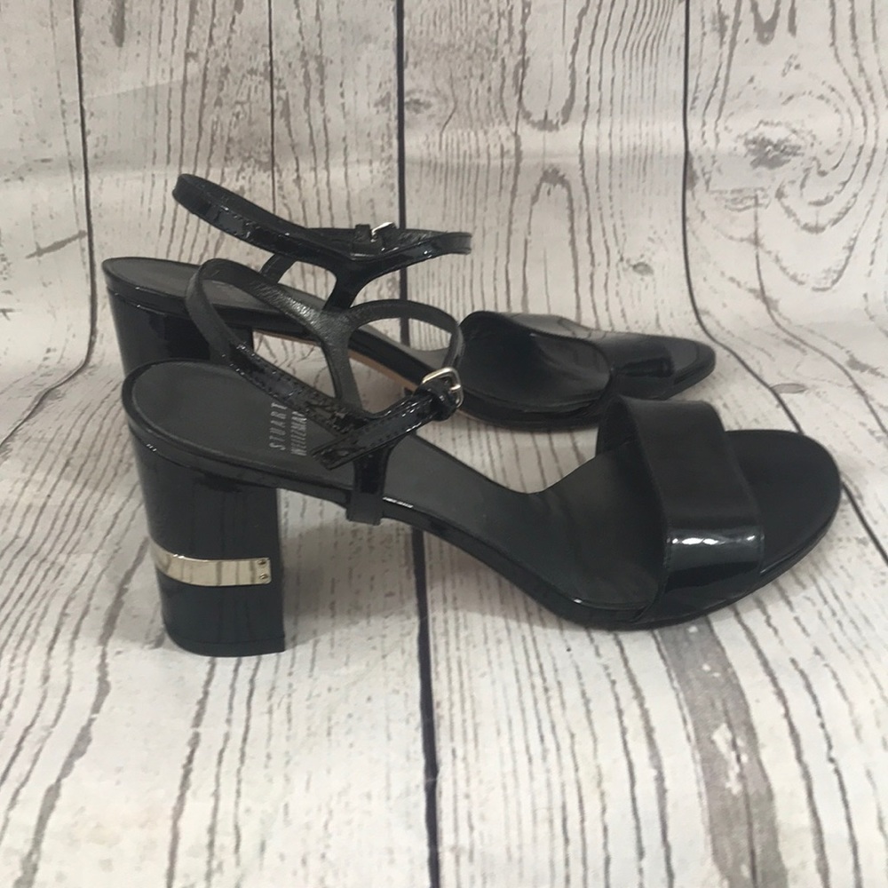 Black Patent Block Heel Sandals - Women's Dress Heels